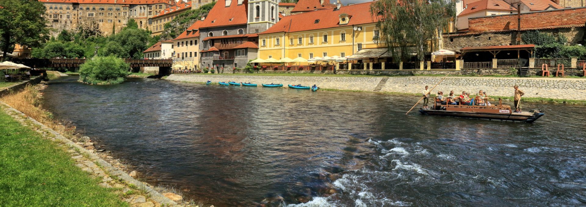 Wooden rafts on the Vltava River